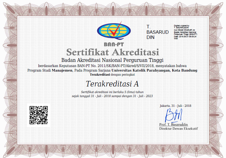 Manajemen UNPAR Kembali Raih Akreditasi A